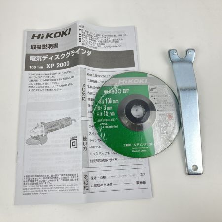 ЗЗ HiKOKI ハイコーキ 100mm 100V ディスクグラインダー 砥石 レンチ付 XP2000 ブラック