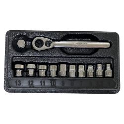 ЗЗ Snap-on スナップオン 差込角1/4 ラチェット ソケットセット ソケット5-13ｍｍ トレー付 PAKTY245 シルバー Aランク