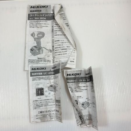  HiKOKI ハイコーキ  電動工具 インパクトドライバ コードレス式 36v 900820 WH36DA ブラック