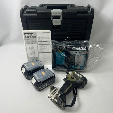  MAKITA マキタ 充電式インパクトドライバ 18V 6Ah バッテリ2本 充電器 ケース付 TD173DRGXO オリーブ 未使用品