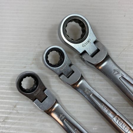  TONE トネ 工具 ハンドツール 両口メガネレンチ 首振りラチェット3本セット RMFW