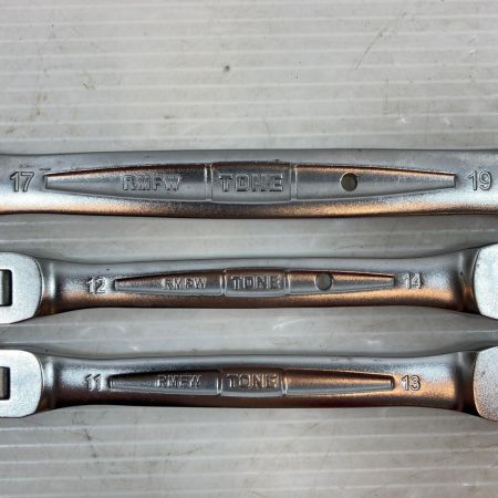  TONE トネ 工具 ハンドツール 両口メガネレンチ 首振りラチェット3本セット RMFW