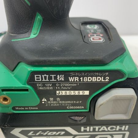  HiKOKI ハイコーキ 締め付け工具 インパクトレンチ コードレス式 18v 6.0Ah J380589 WR18DBDL2 グリーン×ブラック