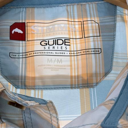  SIMMS フィッシングウェア SIZE M シャツ ガイドシリーズチェック オレンジ×ライトブルー