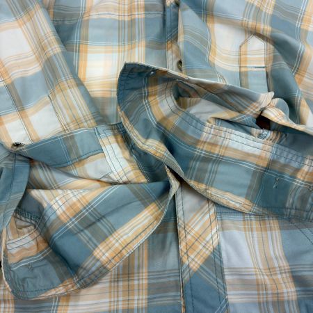  SIMMS フィッシングウェア SIZE M シャツ ガイドシリーズチェック オレンジ×ライトブルー