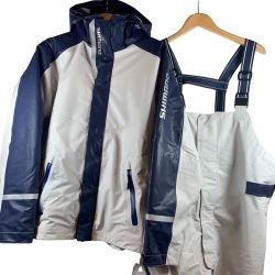 ττ SHIMANO シマノ レインウェア RB-035L/上下セット ホワイト×ネイビー Cランク