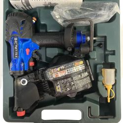 ЗЗ HITACHI 日立 65mm 高圧 エア釘打ち機 ケース付 NV65HMC ブルー Cランク