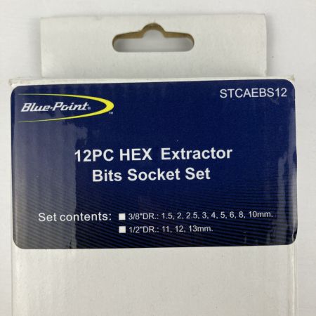ЗЗ Blue Point 3/8 ヘックスエキストラクター ビットソケット 12個+ホルダー付 STCAEBS12