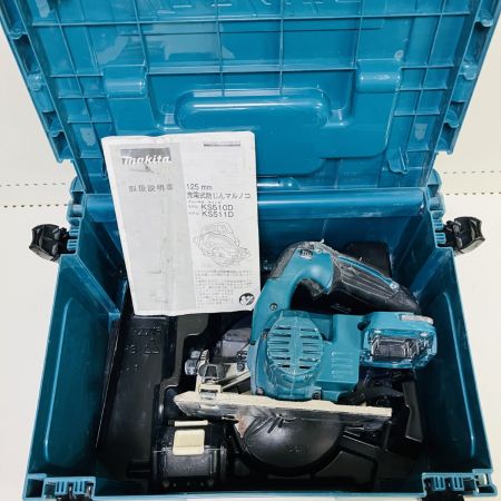 ЗЗ MAKITA マキタ 18V 125mm 防じん丸のこ バッテリー×1 取説 平行定規 ケース付 KS511D ブルー