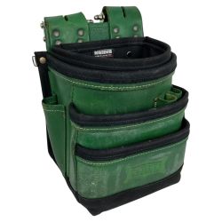 ЗЗ KNICKS 総ヌメ革使用3段腰袋 バリスティック補強仕上げ インナーケース付き KNB-301DDX NX-BA-01 グリーン Bランク