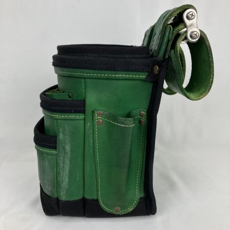 ЗЗ KNICKS 総ヌメ革使用3段腰袋 バリスティック補強仕上げ インナーケース付き KNB-301DDX NX-BA-01 グリーン