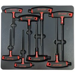 ЗЗ Snap-on スナップオン T型六角レンチ 8本 トレー付 ※インチサイズ AWSG800 ブラック×レッド Cランク