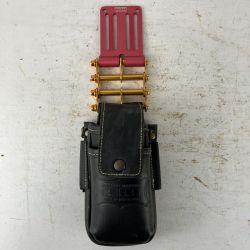 ЗЗ KNICKS 蓋付き総ヌメ革 小物腰袋 チェーン金具 ベルトループ付 KBS-201DSDXF ブラック Bランク