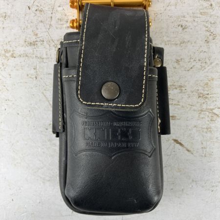 ЗЗ KNICKS 蓋付き総ヌメ革 小物腰袋 チェーン金具 ベルトループ付 KBS-201DSDXF ブラック