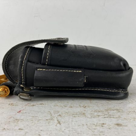 ЗЗ KNICKS 蓋付き総ヌメ革 小物腰袋 チェーン金具 ベルトループ付 KBS-201DSDXF ブラック