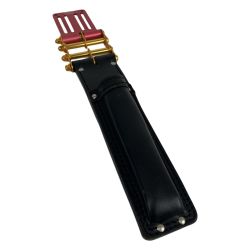 ЗЗ KNICKS 5分～1寸用 ヌメ革 ノミホルダー ベルトループ・チェーン金具付き KB-010DX ブラック×レッド×ゴールド Bランク