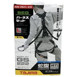 ЗЗ TAJIMA タジマ フルハーネスGS+蛇腹ダブルランヤード Lサイズ タバコ臭あり A1GSLJR-WL2BK ブラック Sランク