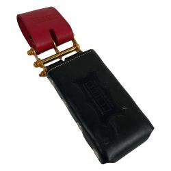 ЗЗ KNICKS ヌメ革 レベルホルダー ベルトループ・チェーン金具付き KBS-100LDX ALU ブラック×ゴールド×レッド Bランク