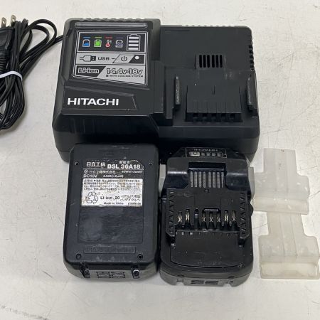 ЗЗ HITACHI 日立 36V インパクトドライバ 充電器 バッテリー×2 ケース付 WH36DA ブラック