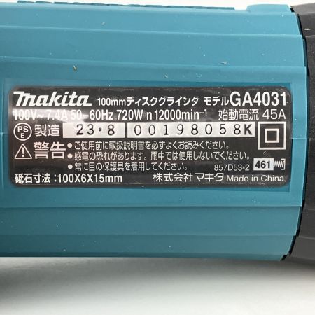 ЗЗ MAKITA マキタ 100V 100mm ディスクグラインダー 砥石 レンチ 外箱付 GA4031 ブルー