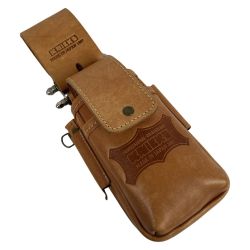 ЗЗ KNICKS 蓋付き総ヌメ革チェーンタイプ小物腰袋 KNS-201DSDXF キャメル Aランク