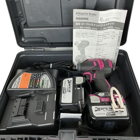  HITACHI 日立 14.4V 充電式インパクトドライバ 充電器 バッテリー×2 ケース付 WH14DDL ブラック×ピンク