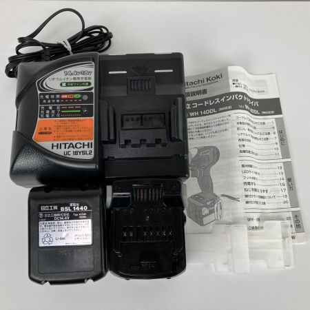 ЗЗ HITACHI 日立 14.4V 充電式インパクトドライバ 充電器 バッテリー×2 ケース付 WH14DDL ブラック×ピンク