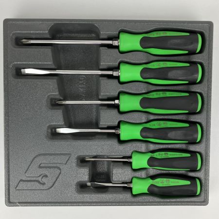  Snap-on スナップオン ドライバーセット マイナス×3 プラス×3 計6本組 SGDX60GB グリーン