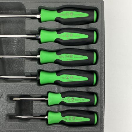 ЗЗ Snap-on スナップオン ドライバーセット マイナス×3 プラス×3 計6本組 SGDX60GB グリーン