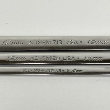 ЗЗ Snap-on スナップオン ロングストレートメガネレンチ 3本組 本体のみ XDHFM810/XDHFM1214/XDHFM1719 シルバー