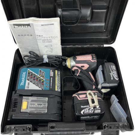 ЗЗ MAKITA マキタ 14.4V 充電式インパクトドライバ 充電器 バッテリー×2 ケース付 TD136D ピンク