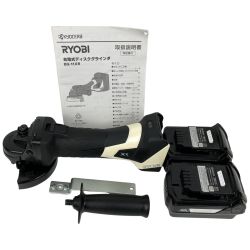 ЗЗ RYOBI リョービ 18V 100mm 充電式ディスクグラインダー バッテリー×2 充電器 取説付 BG-11XR ブラック×アイボリー Aランク
