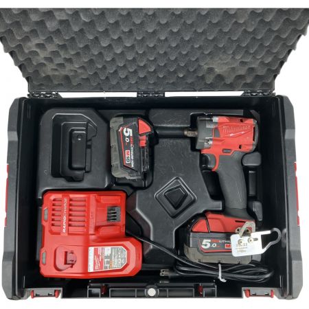  Milwaukee 18v インパクトレンチ バッテリーx2 充電器 ケース付 M18FIW212 レッド×ブラック