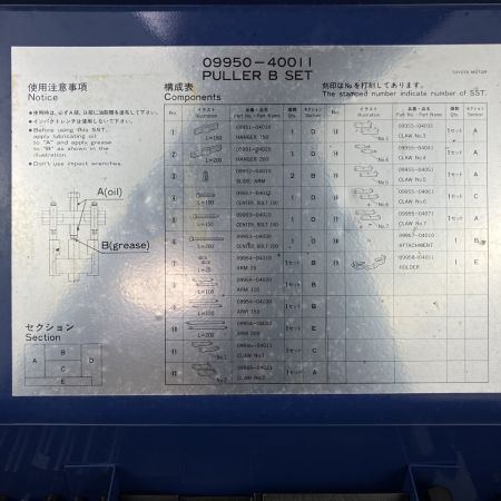 ЗЗ TOYOTA プーラーBセット ケース付　※長期保管品 09950-40011 ブラック