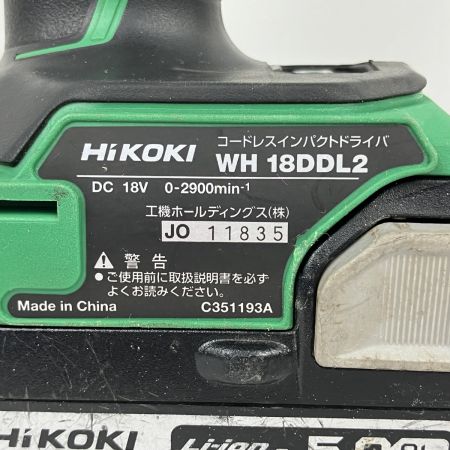 ЗЗ HiKOKI ハイコーキ 18V 充電式インパクトドライバ バッテリー×1 取説付 ※充電器なし WH18DDL2 グリーン×ブラック