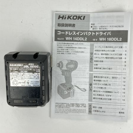 ЗЗ HiKOKI ハイコーキ 18V 充電式インパクトドライバ バッテリー×1 取説付 ※充電器なし WH18DDL2 グリーン×ブラック