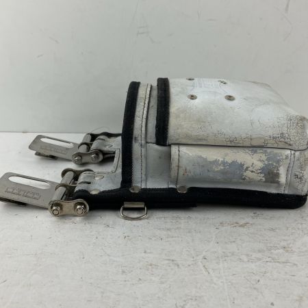 ЗЗ KNICKS 鳶職向仕様ツーウェイタイプヌメ革2段腰袋 着脱ベルトループ付き KNS-201TB SUS-K ホワイト