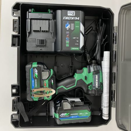 ЗЗ HiKOKI ハイコーキ (2)36v インパクトドライバ バッテリーx2 充電器 ケース付 WH36DD ブラック×グリーン