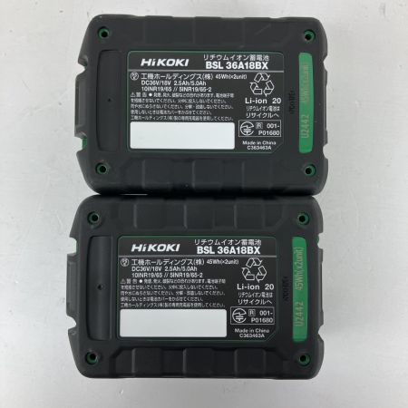 ЗЗ HiKOKI ハイコーキ (2)36v インパクトドライバ バッテリーx2 充電器 ケース付 WH36DD ブラック×グリーン