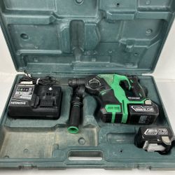ЗЗ HITACHI 日立 26mm 充電式ロータリハンマドリル 充電器 バッテリー×2 ケース付 DH18DBL グリーン Cランク
