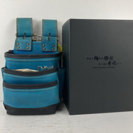 ЗЗ KNICKS 受注生産品 最高級硬式グローブ革 チェーンタイプ3段腰袋 KGBL-301DDX ブルー