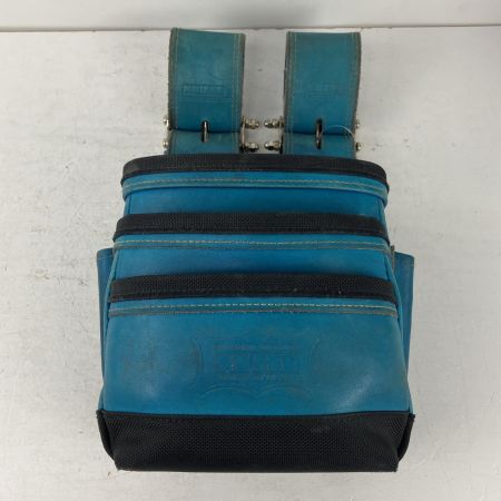 ЗЗ KNICKS 受注生産品 最高級硬式グローブ革 チェーンタイプ3段腰袋 KGBL-301DDX ブルー