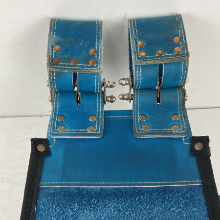 ЗЗ KNICKS 受注生産品 最高級硬式グローブ革 チェーンタイプ3段腰袋 KGBL-301DDX ブルー