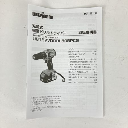 ЗЗ UBERMANN 18v ドライバドリル バッテリーx1 充電器 ケース付 UB18VVDDBL50BPCG レッド×ブラック