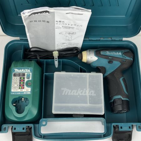 ЗЗ MAKITA マキタ 10.8v 充電式インパクトドライバ 充電器 バッテリー×1 ケース付 TD090D ブルー