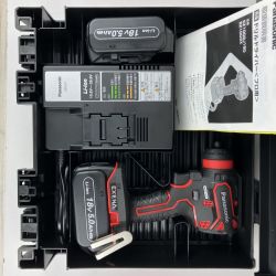 ЗЗ Panasonic パナソニック 18v インパクトドライバ バッテリーx2 充電器 ケース付 EZ1DD2 ブラック×レッド Aランク