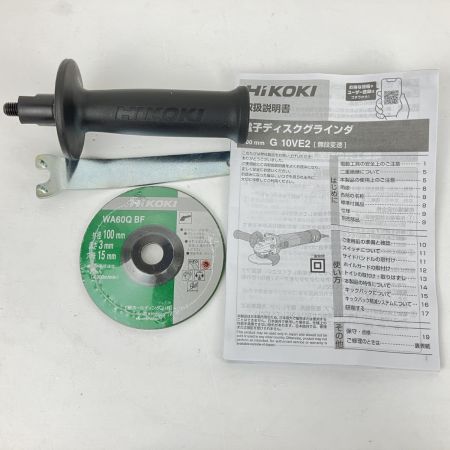 ЗЗ HiKOKI ハイコーキ 100v 100mm ディスクグラインダー ハンドル・取説・外箱付 G10VE2 グリーン×ブラック