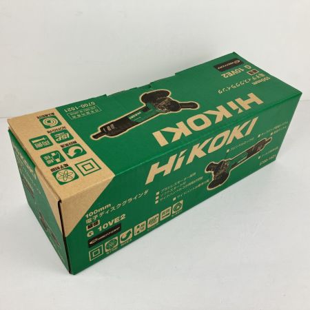 ЗЗ HiKOKI ハイコーキ 100v 100mm ディスクグラインダー ハンドル・取説・外箱付 G10VE2 グリーン×ブラック