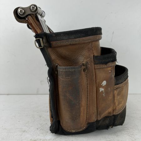 ЗЗ KNICKS 総ヌメ革使用3段腰袋 縁バリ チェーンタイプ ベルトループ・チェーン金具付 KNB-301DDX キャメル