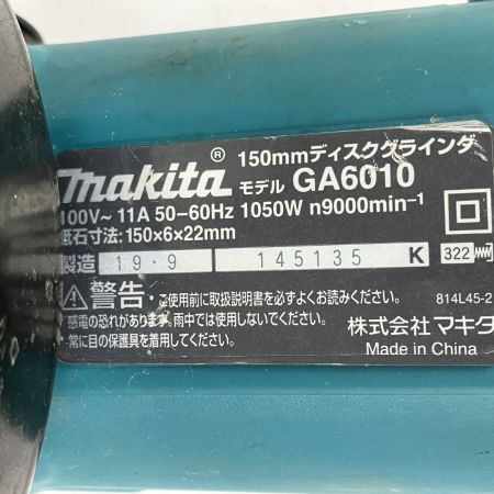 ЗЗ MAKITA マキタ 150mm 100v ディスクグラインダー 本体のみ GA6010 ブルー